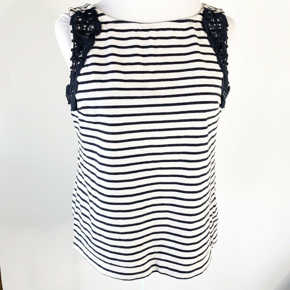 Banana Republic Women’s size medium tank sweater stripe and crochet detail